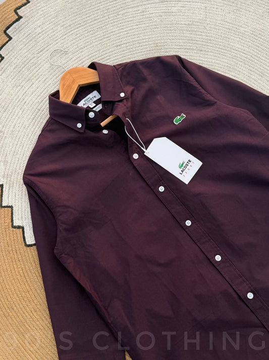 LACOSTE Burgundy Full sleeve shirt 