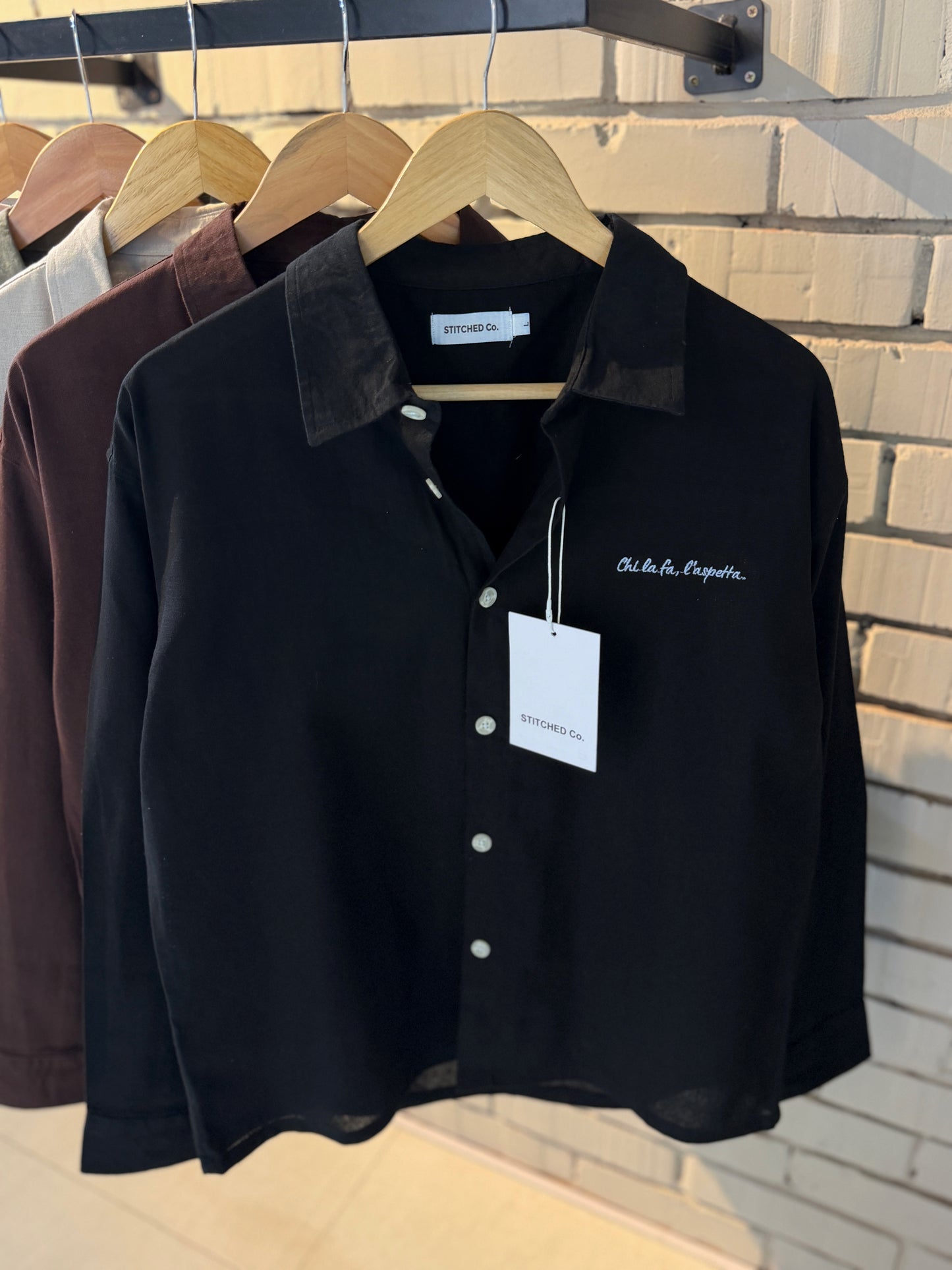 Embroidery Black Boxy Shirt
