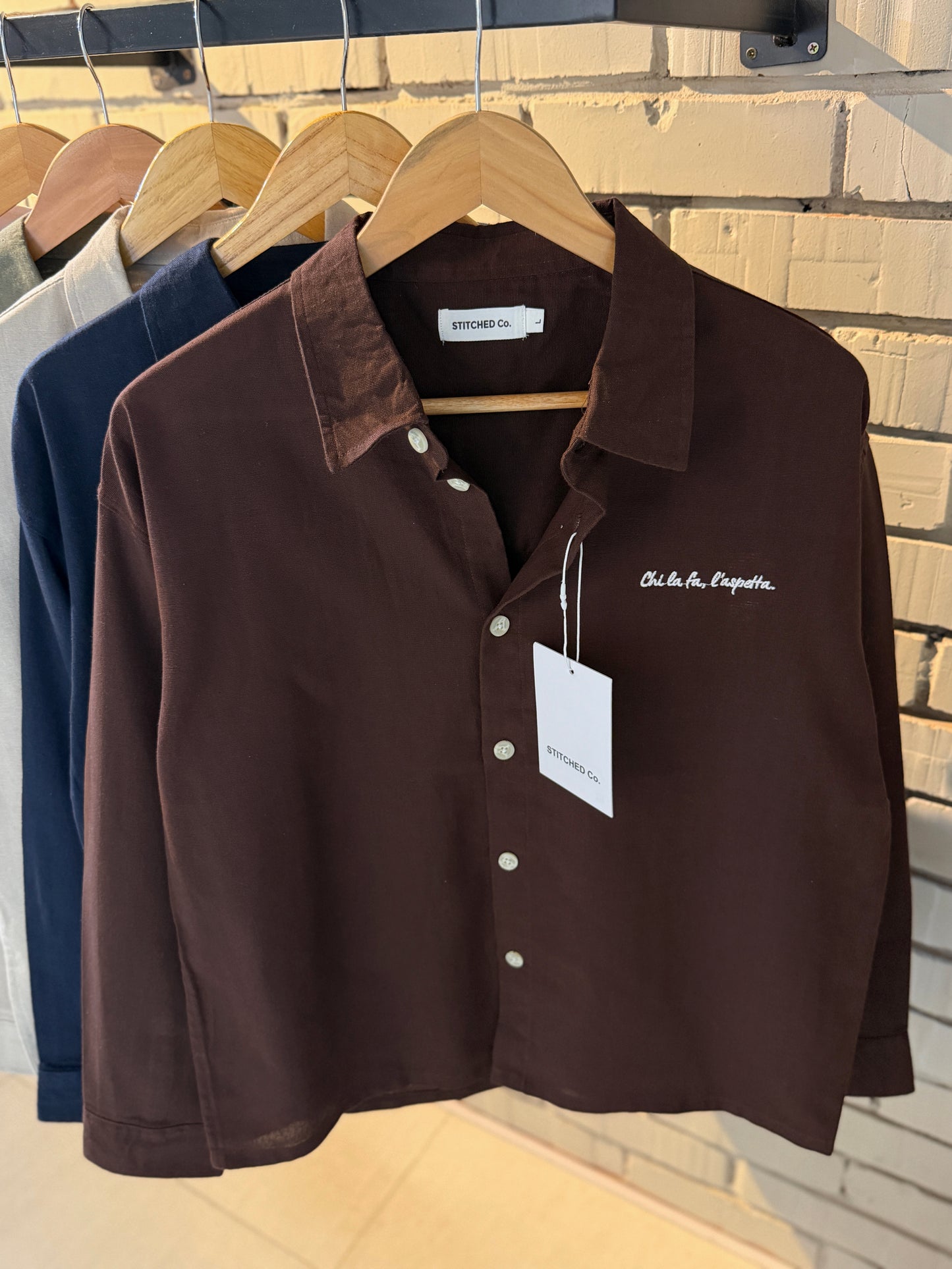 Embroidery Espresso Boxy Shirt