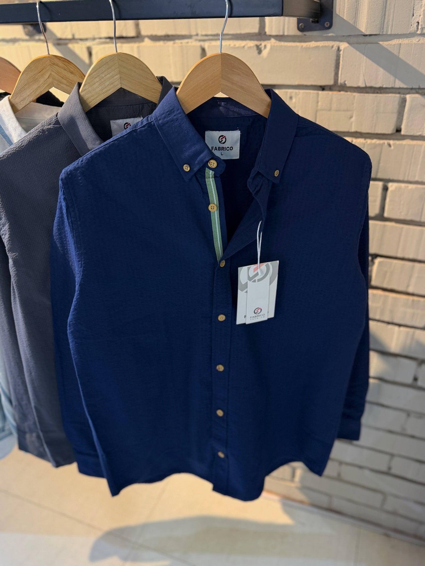 Classic Button-Down Collar Navy Blue Stripes Full Sleeve Shirt