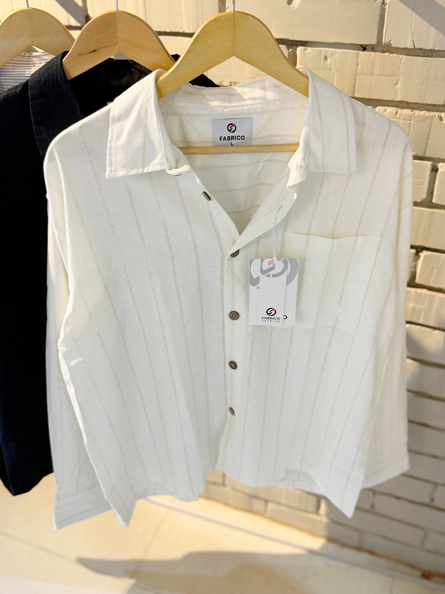 Textured White Classic Boxy Shirt