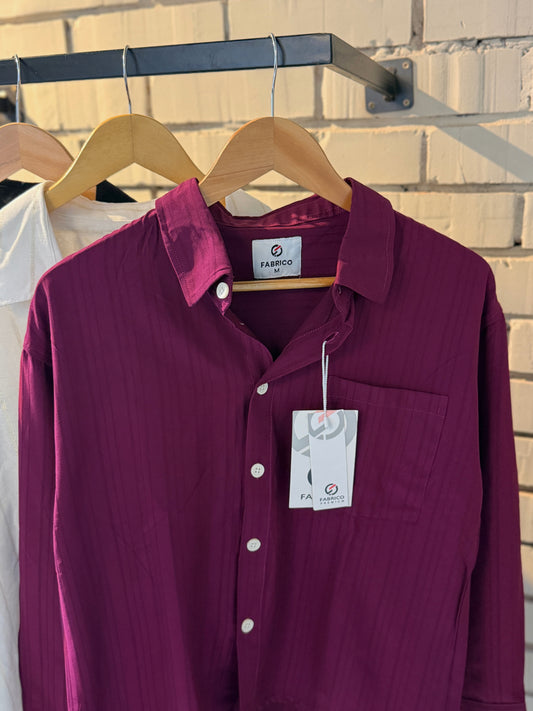 Textured Rich Wine Classic Boxy Shirt