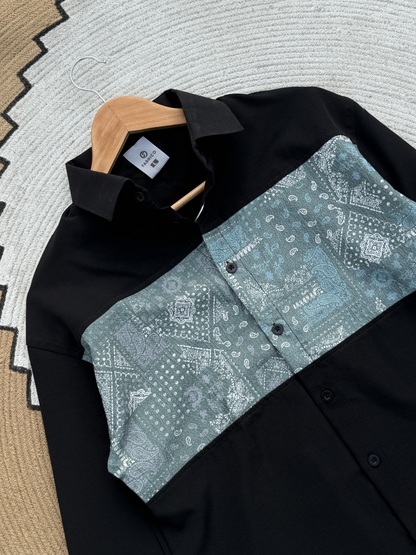 Paisley Panel Shirt Black Full sleeve shirt