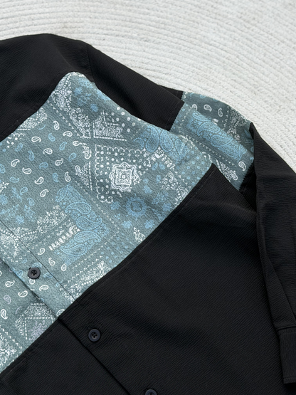 Paisley Panel Shirt Black Full sleeve shirt