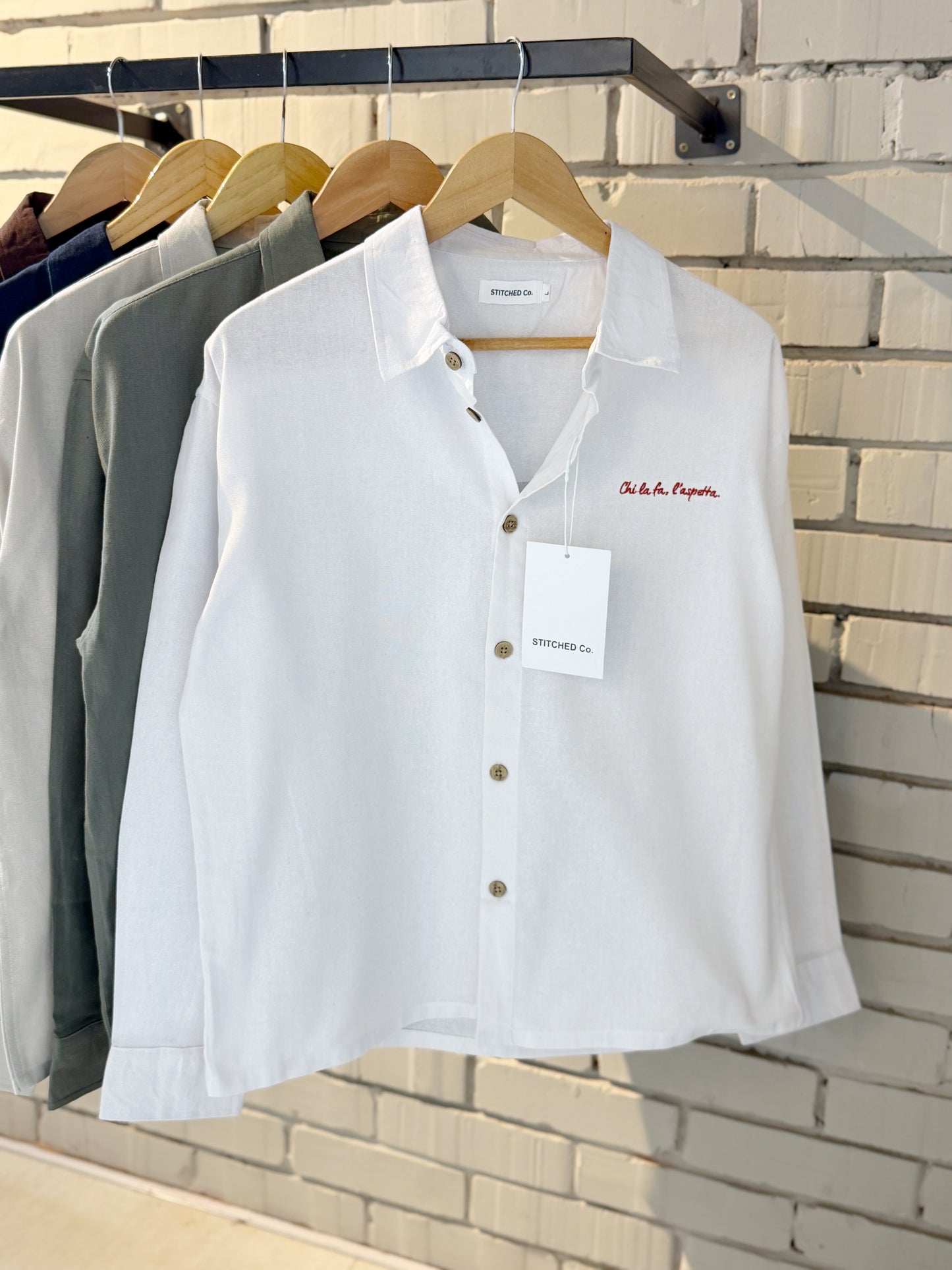 Embroidery White Boxy Shirt