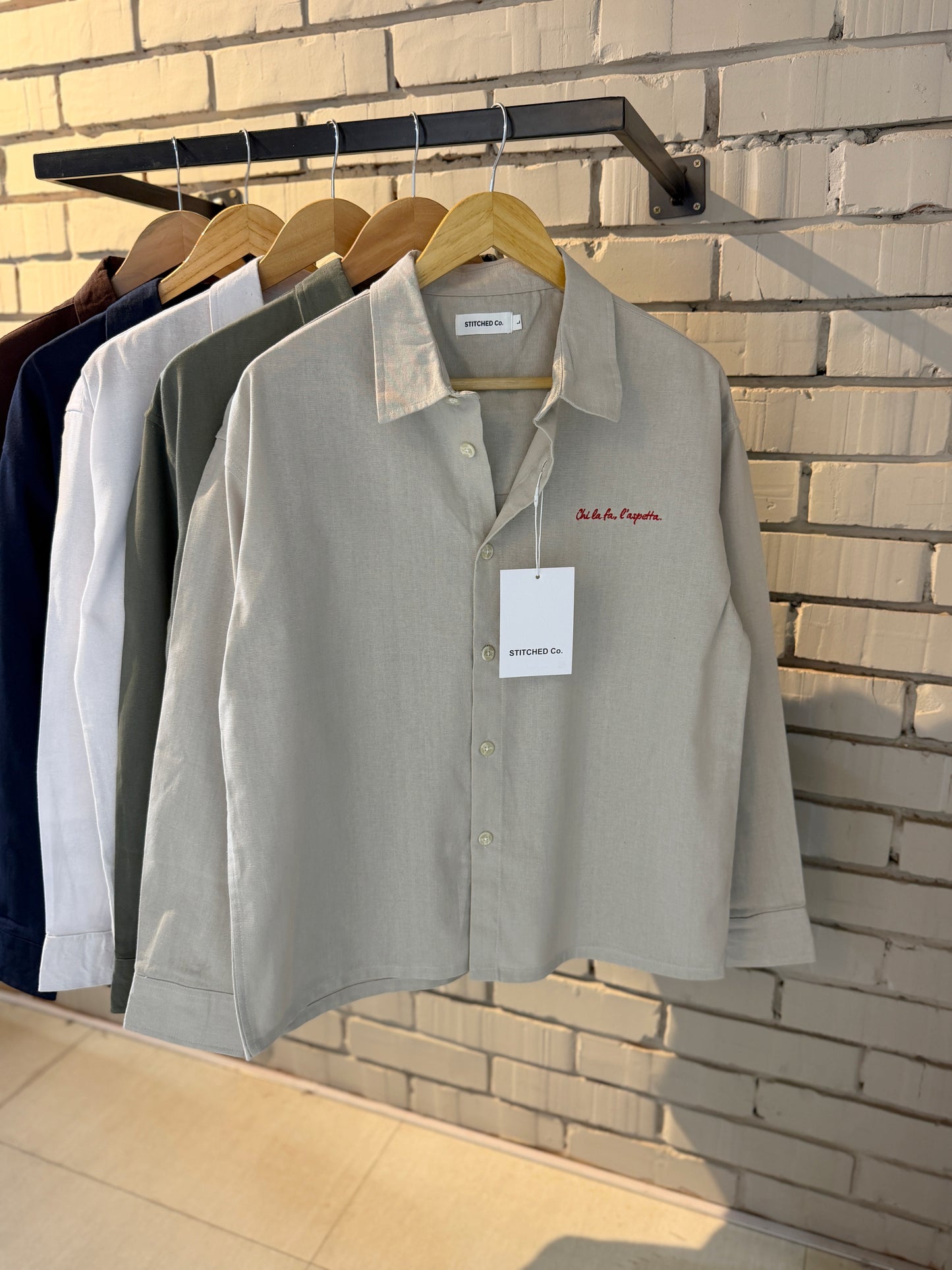 Embroidery Off-white Boxy Shirt