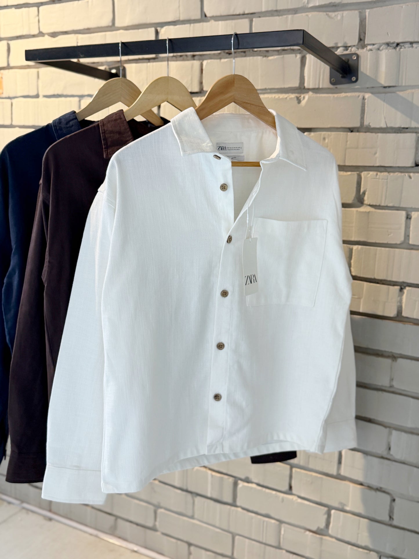 Linen-Blend White Boxy Shirt