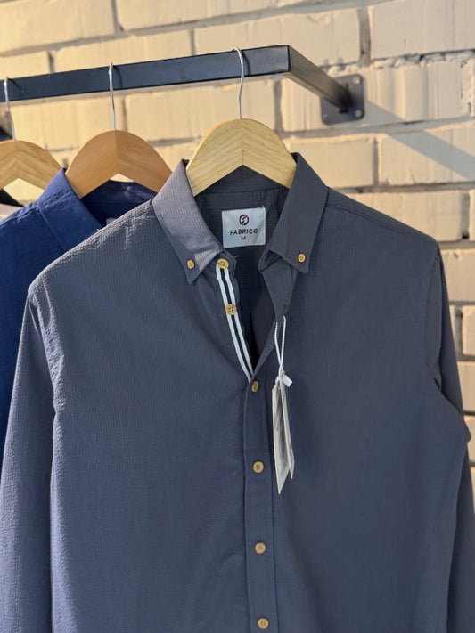 Classic Button-Down Collar Grey Full Sleeve Shirt