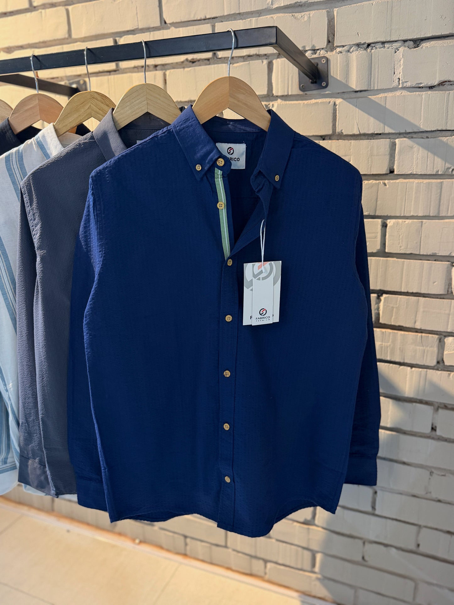 Classic Button-Down Collar Navy Blue Stripes Full Sleeve Shirt