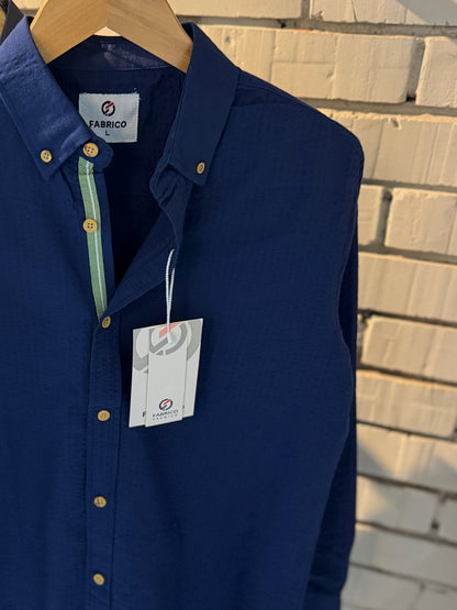 Classic Button-Down Collar Navy Blue Stripes Full Sleeve Shirt