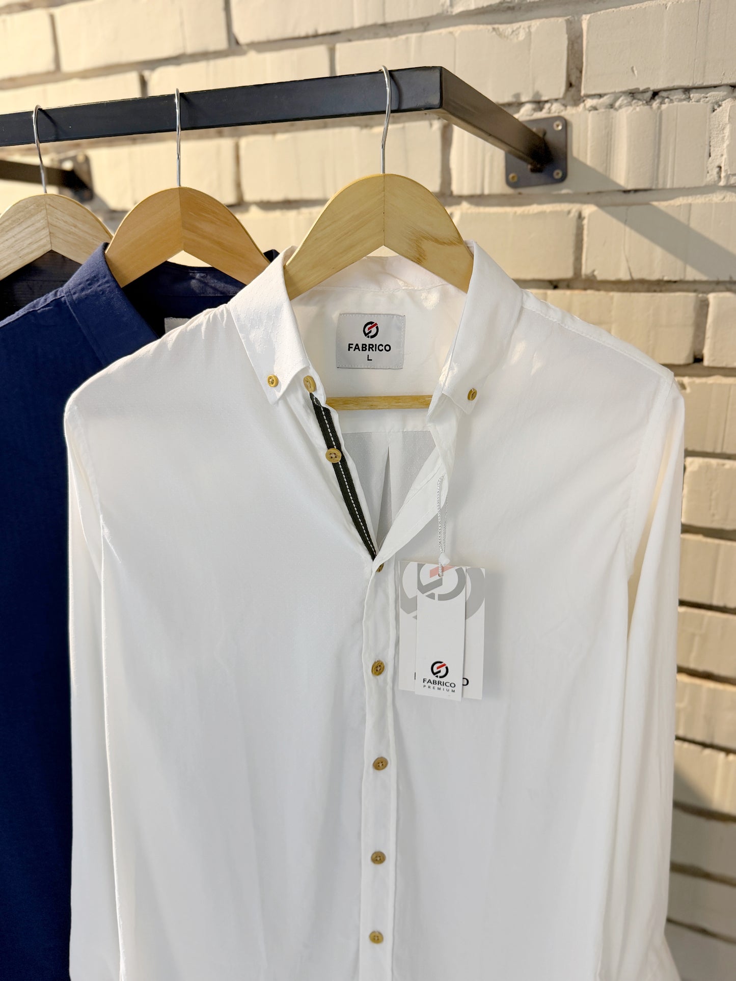 Classic Button-Down Collar Off-White Full Sleeve Shirt