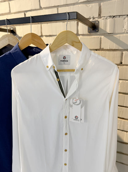 Classic Button-Down Collar Off-White Full Sleeve Shirt