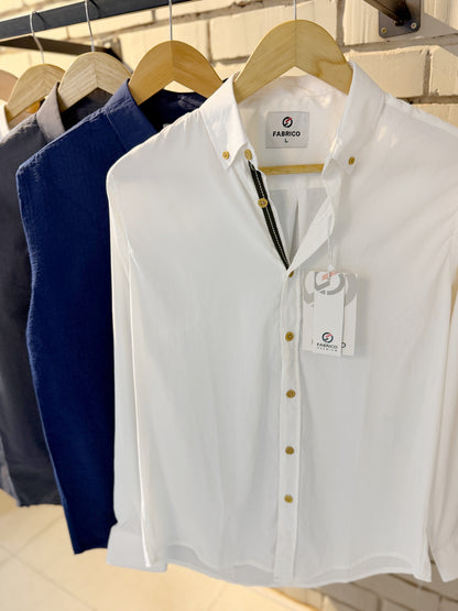 Classic Button-Down Collar Off-White Full Sleeve Shirt