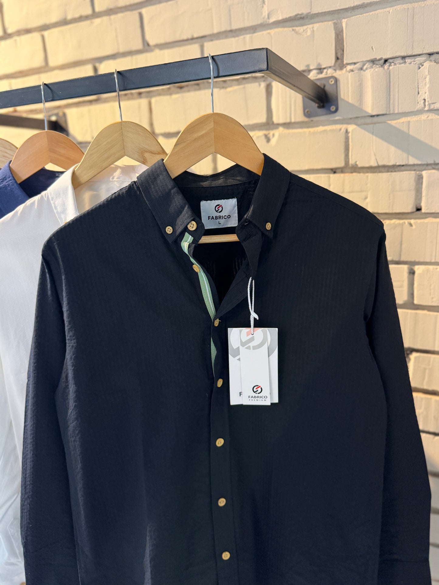 Classic Button-Down Collar Black Full Sleeve Shirt