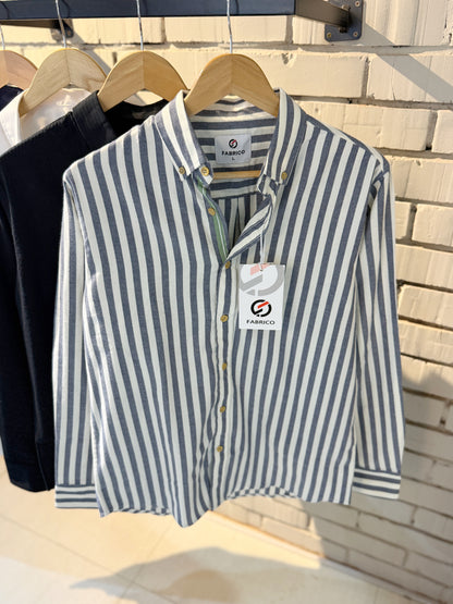 Classic Button-Down Collar Blue Stripes Full Sleeve Shirt