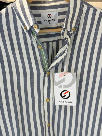 Classic Button-Down Collar Blue Stripes Full Sleeve Shirt