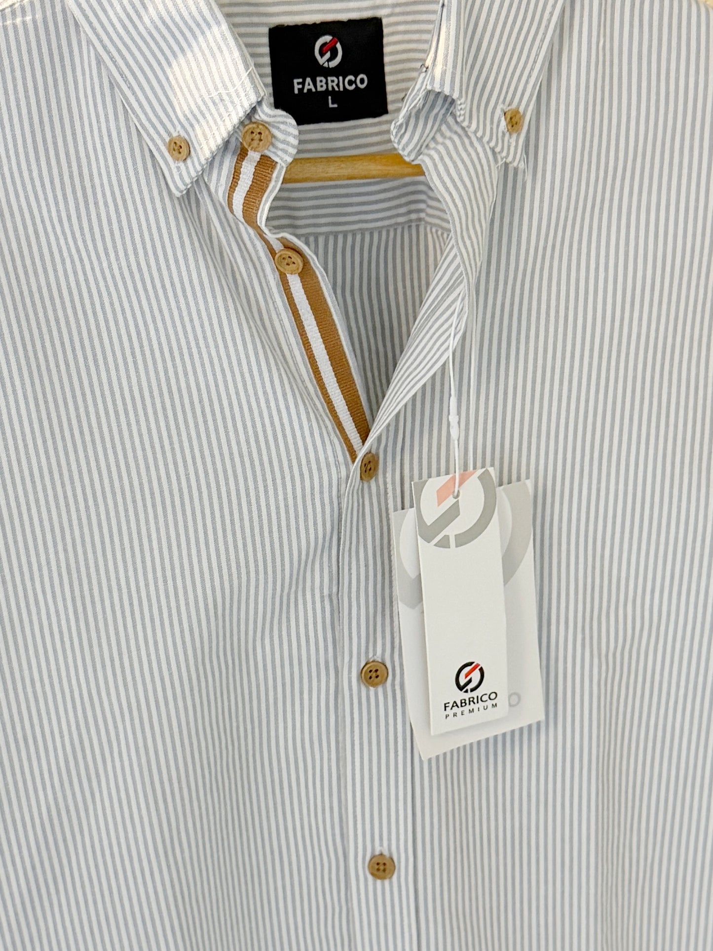 Classic Button-Down Collar Gray Stripes Full Sleeve Shirt