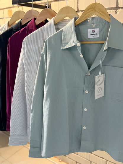 Textured Mint Green Classic Boxy Shirt