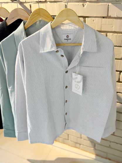 Textured Gray Stripe Classic Boxy Shirt
