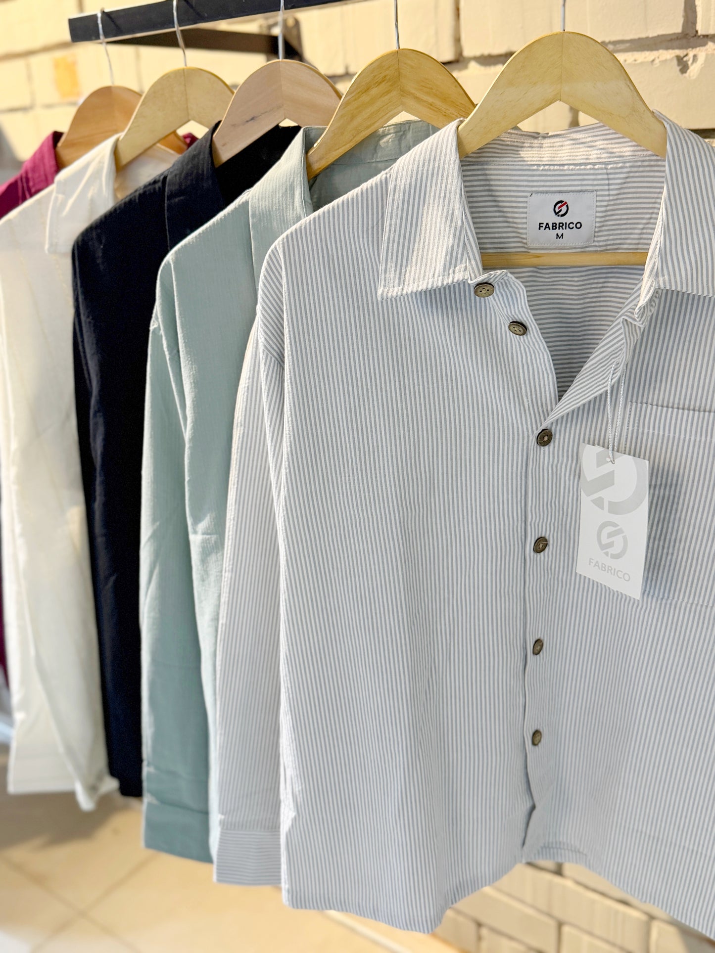 Textured Gray Stripe Classic Boxy Shirt