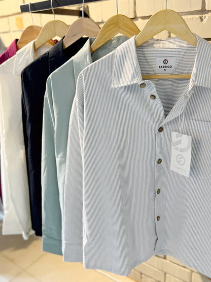 Textured Gray Stripe Classic Boxy Shirt
