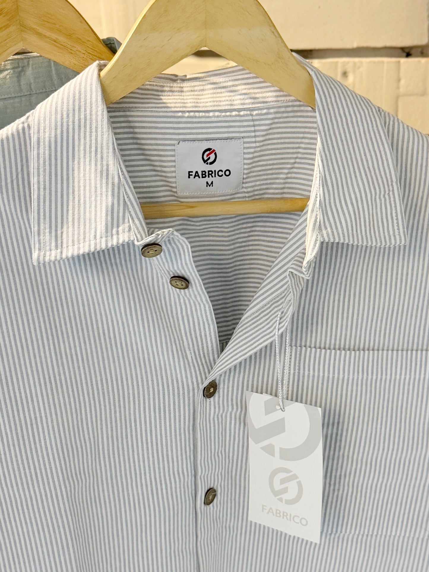 Textured Gray Stripe Classic Boxy Shirt