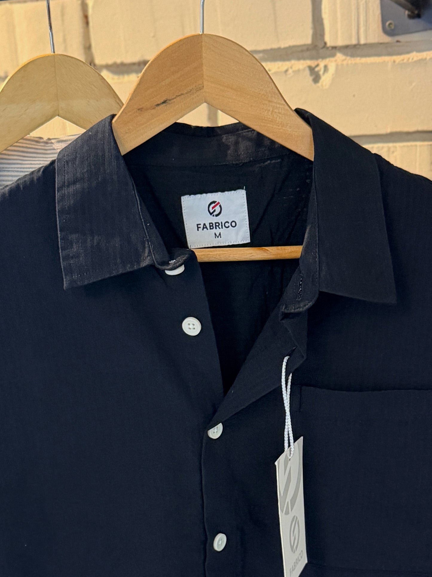 Textured Black Classic Boxy Shirt