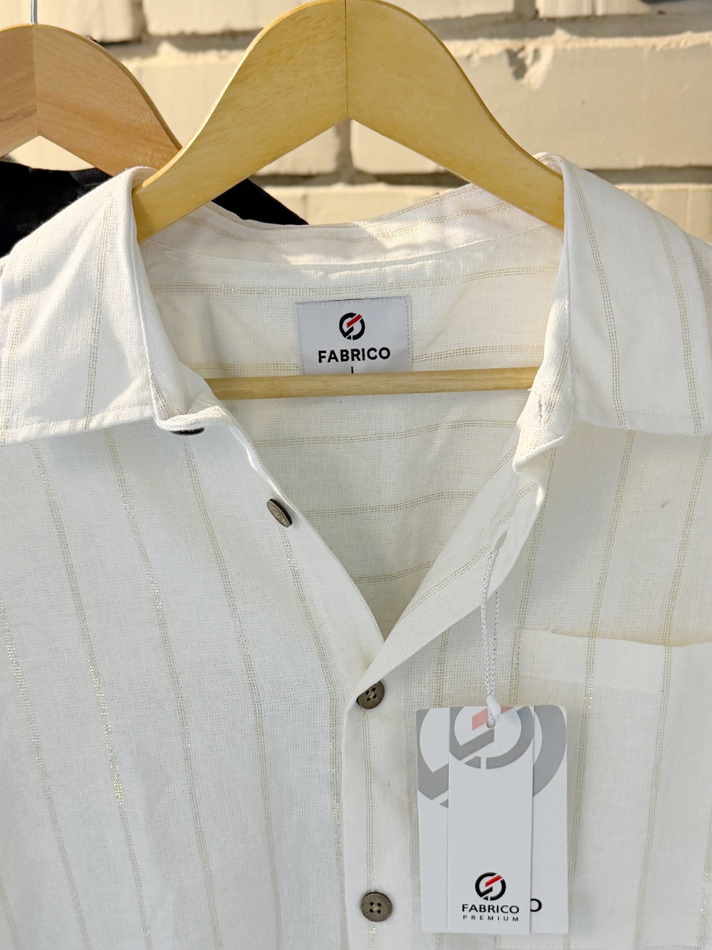 Textured White Classic Boxy Shirt