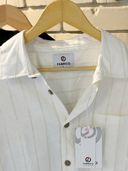 Textured White Classic Boxy Shirt