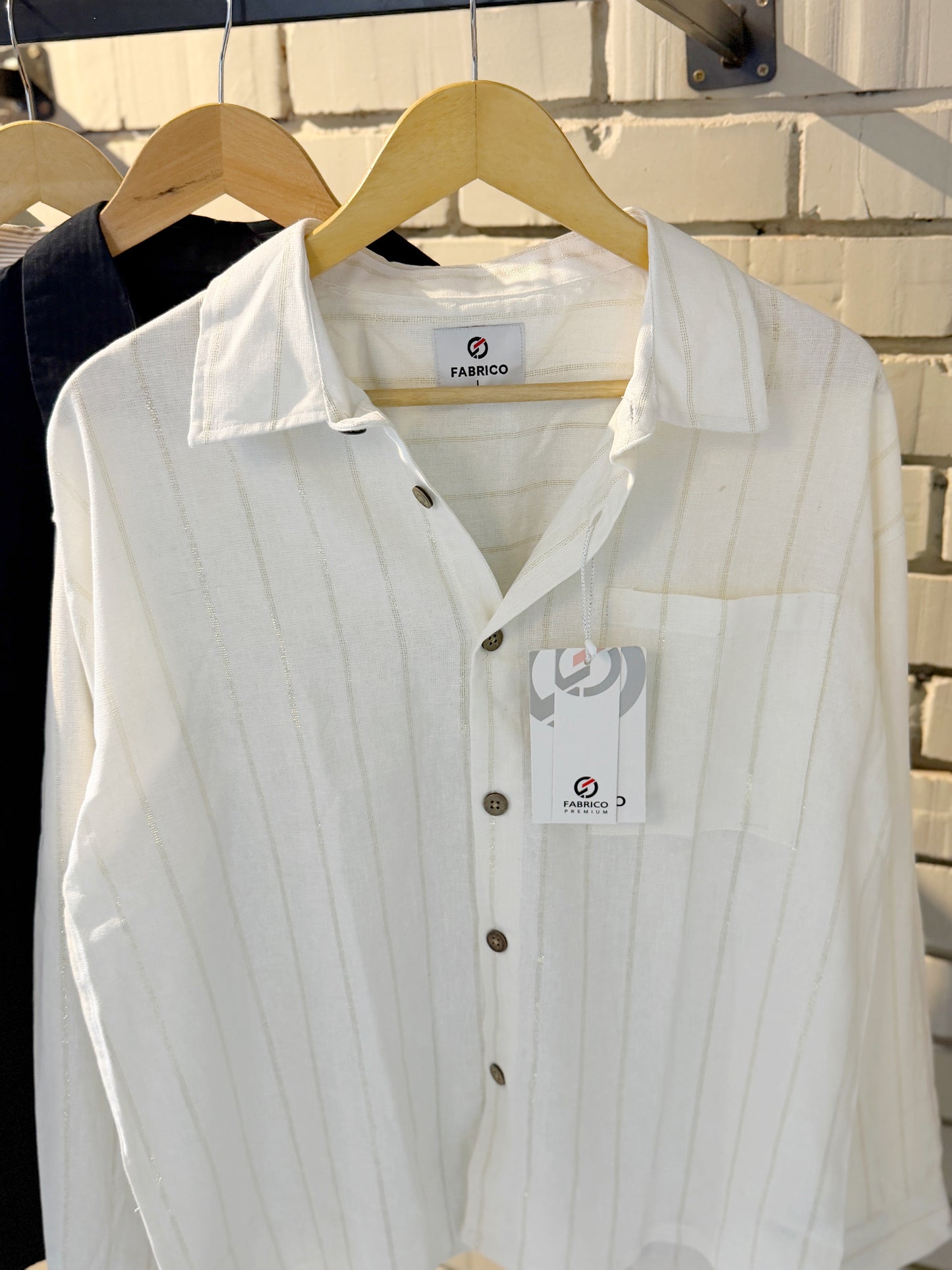 Textured White Classic Boxy Shirt