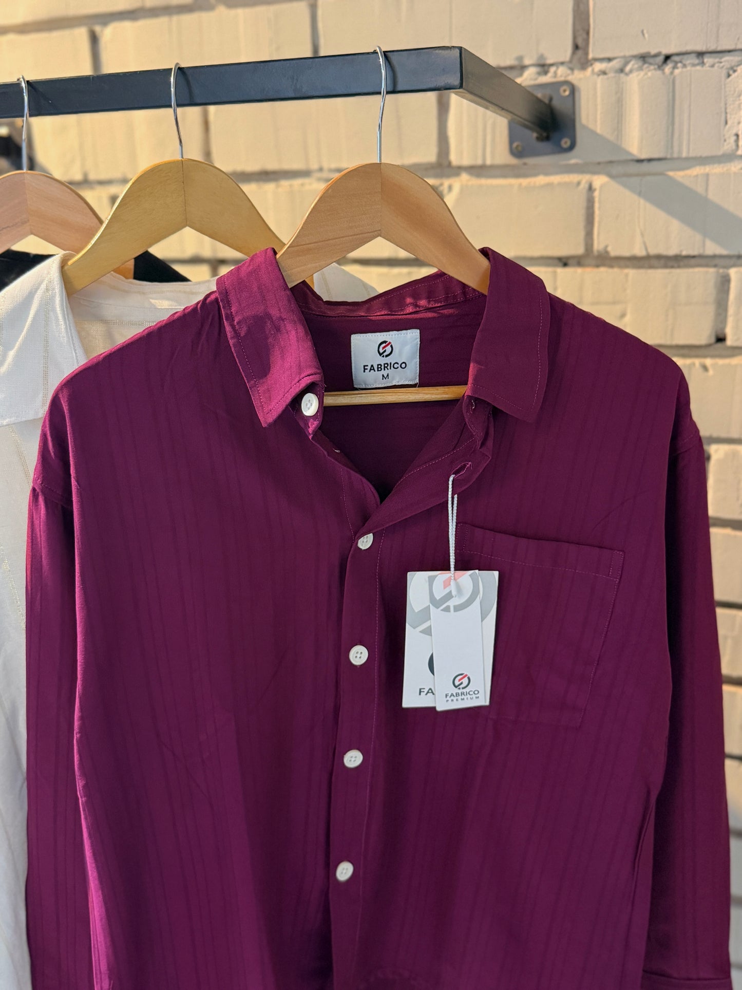 Textured Rich Wine Classic Boxy Shirt