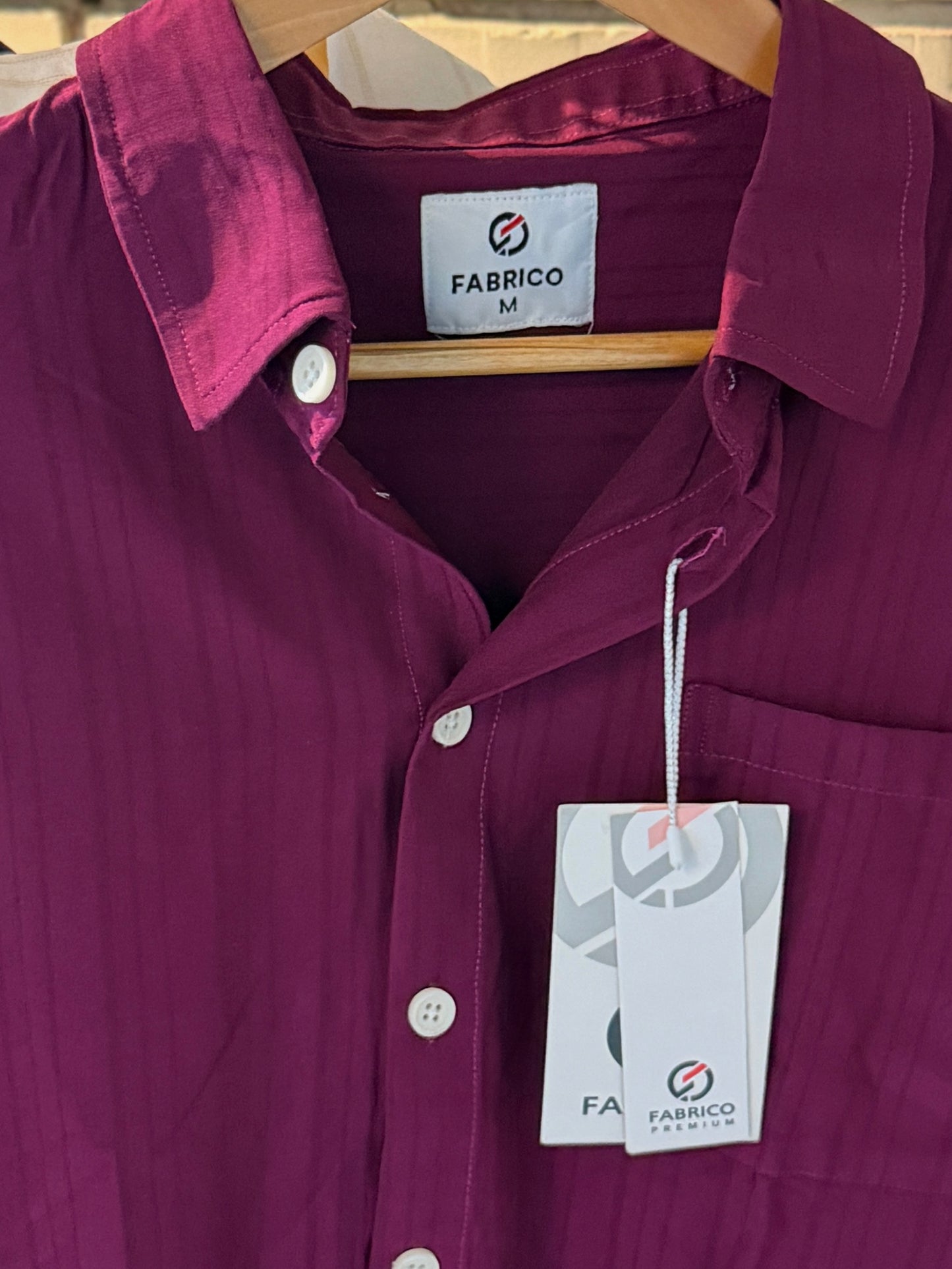 Textured Rich Wine Classic Boxy Shirt