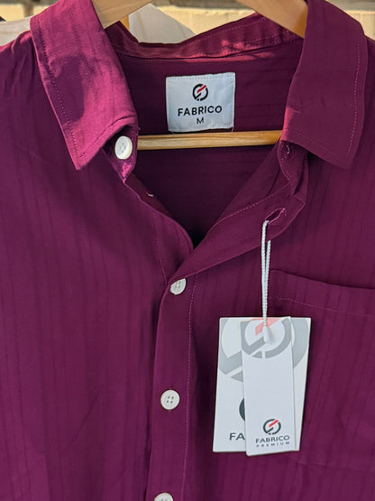 Textured Rich Wine Classic Boxy Shirt