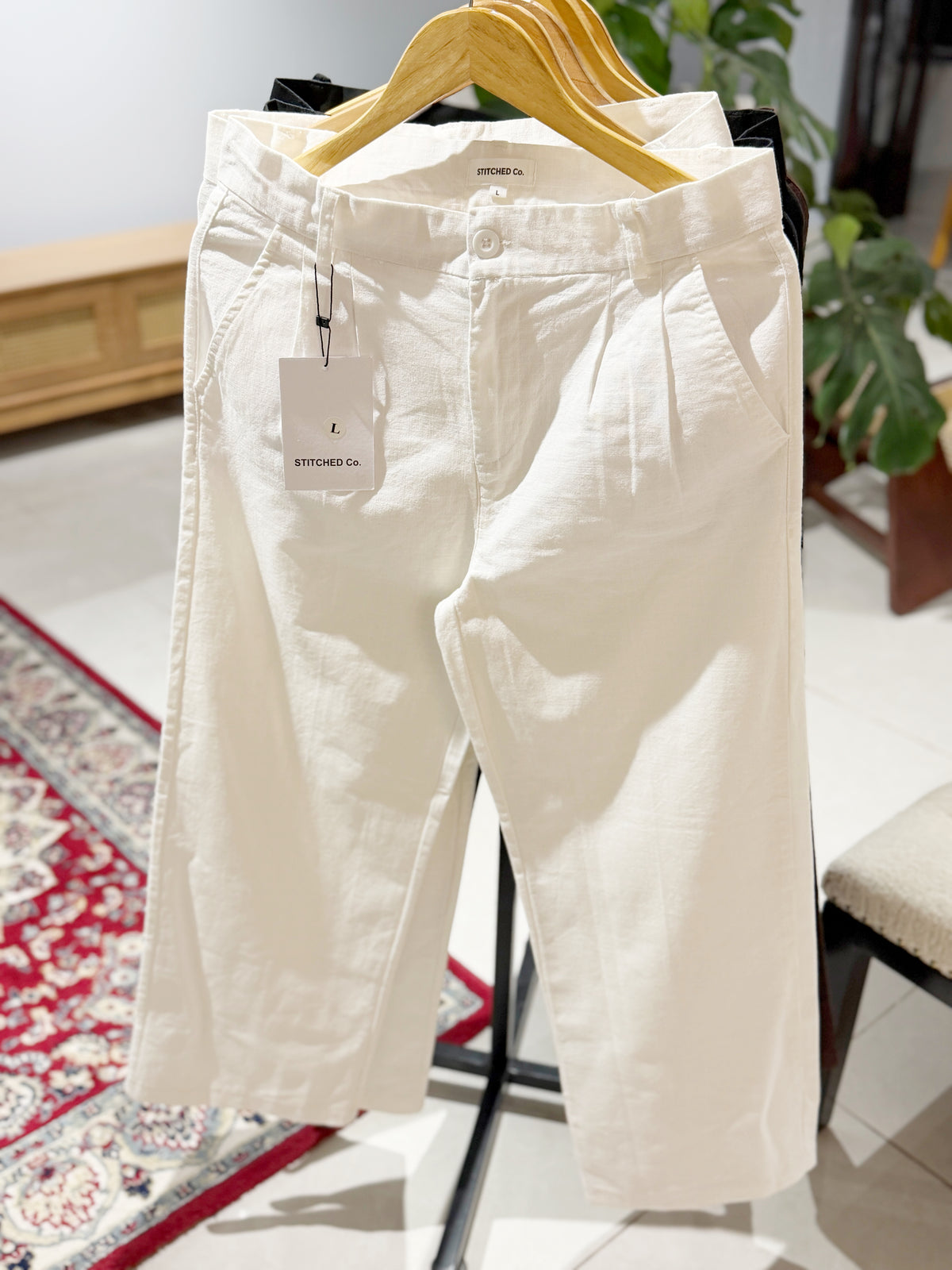 Crisp Pleated Baggy Pant - White