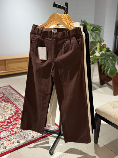 Crisp Pleated Baggy Pant - Coffee