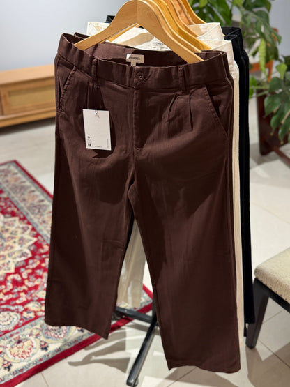Crisp Pleated Baggy Pant - Coffee