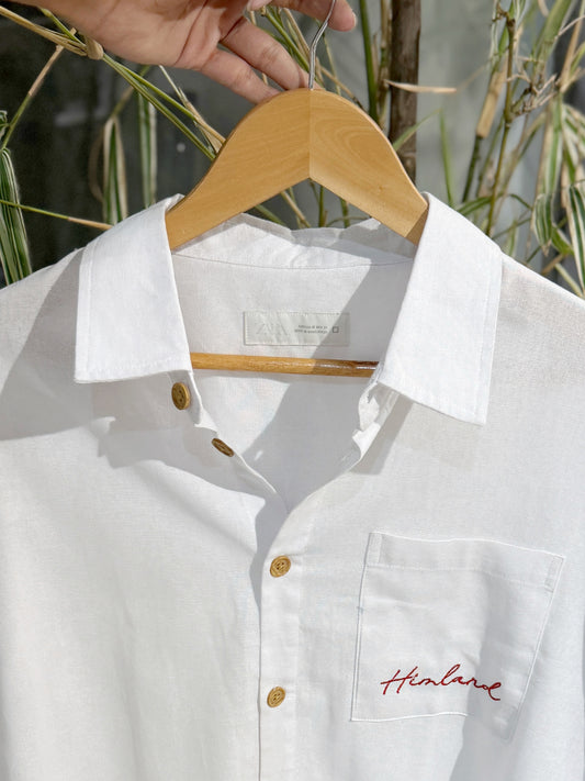Himland Embroidery Pocket Boxy Shirt - White