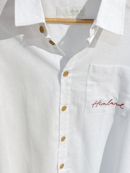Himland Embroidery Pocket Boxy Shirt - White