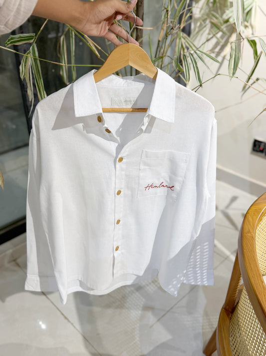 Himland Embroidery Pocket Boxy Shirt - White