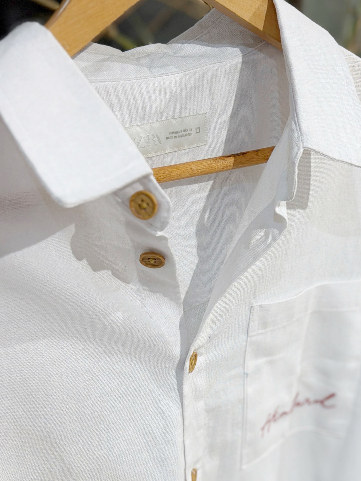 Himland Embroidery Pocket Boxy Shirt - White