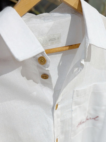 Himland Embroidery Pocket Boxy Shirt - White