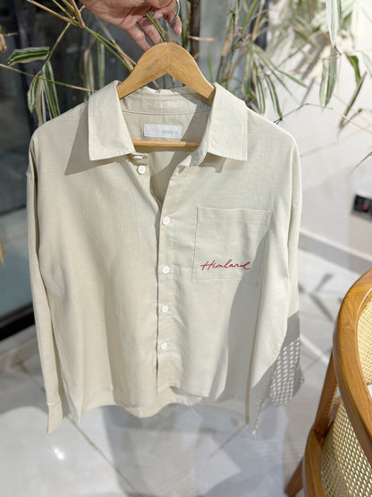 Himland Embroidery Pocket Boxy Shirt - Off White
