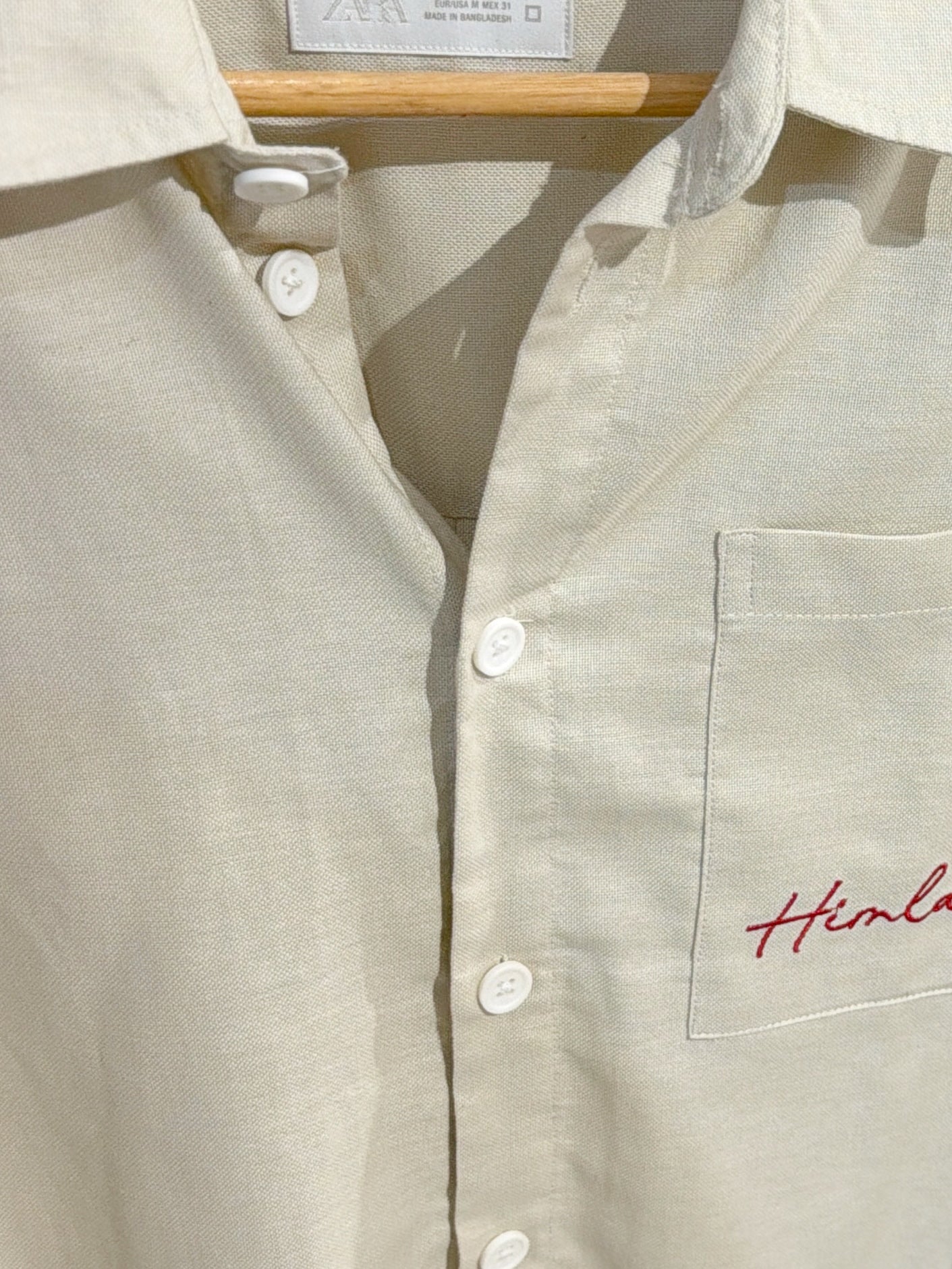 Himland Embroidery Pocket Boxy Shirt - Off White