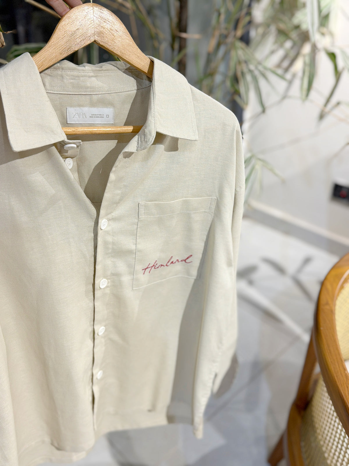 Himland Embroidery Pocket Boxy Shirt - Off White