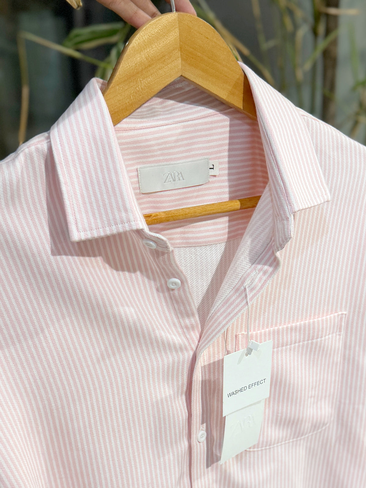 Vertical Pink & White Striped Shirt