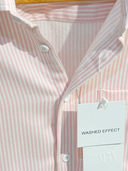 Vertical Pink & White Striped Shirt