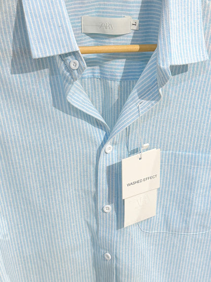 Vertical Striped Boxy Shirt - Blue