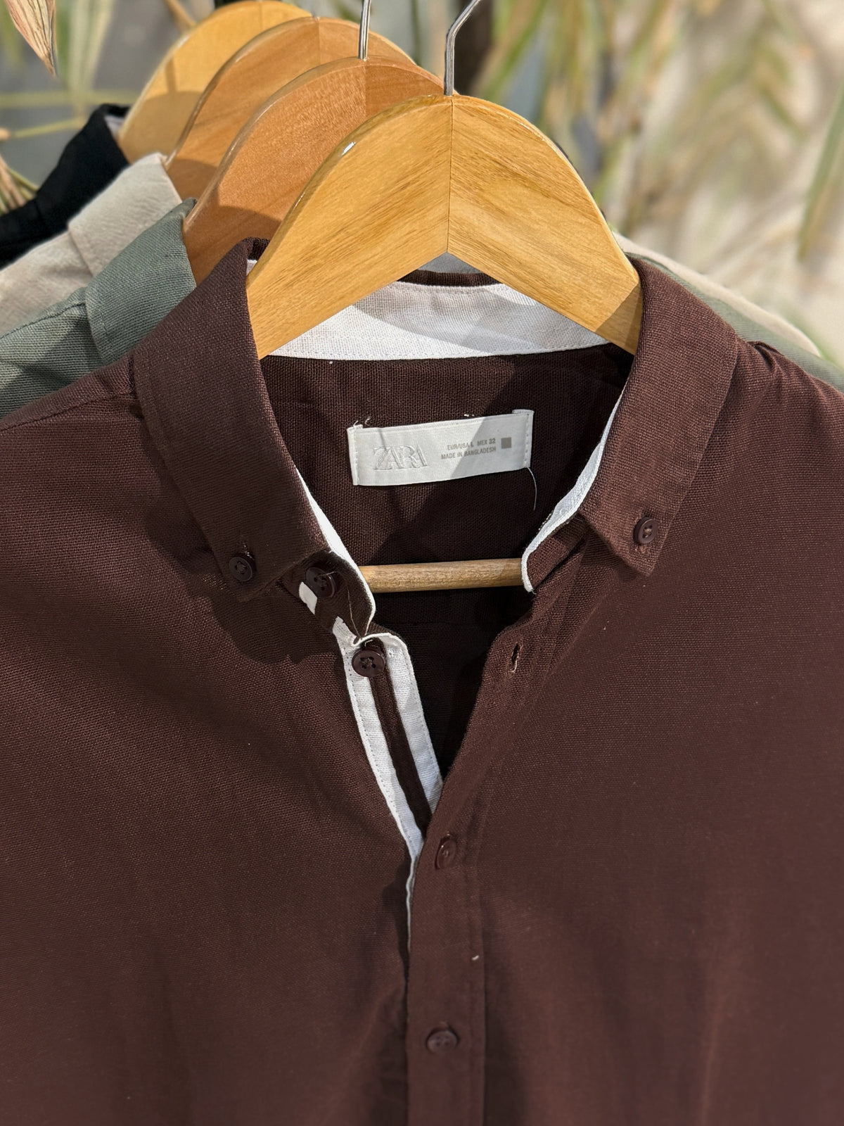 Dark Brown Fine-Textured Button-Down Shirt