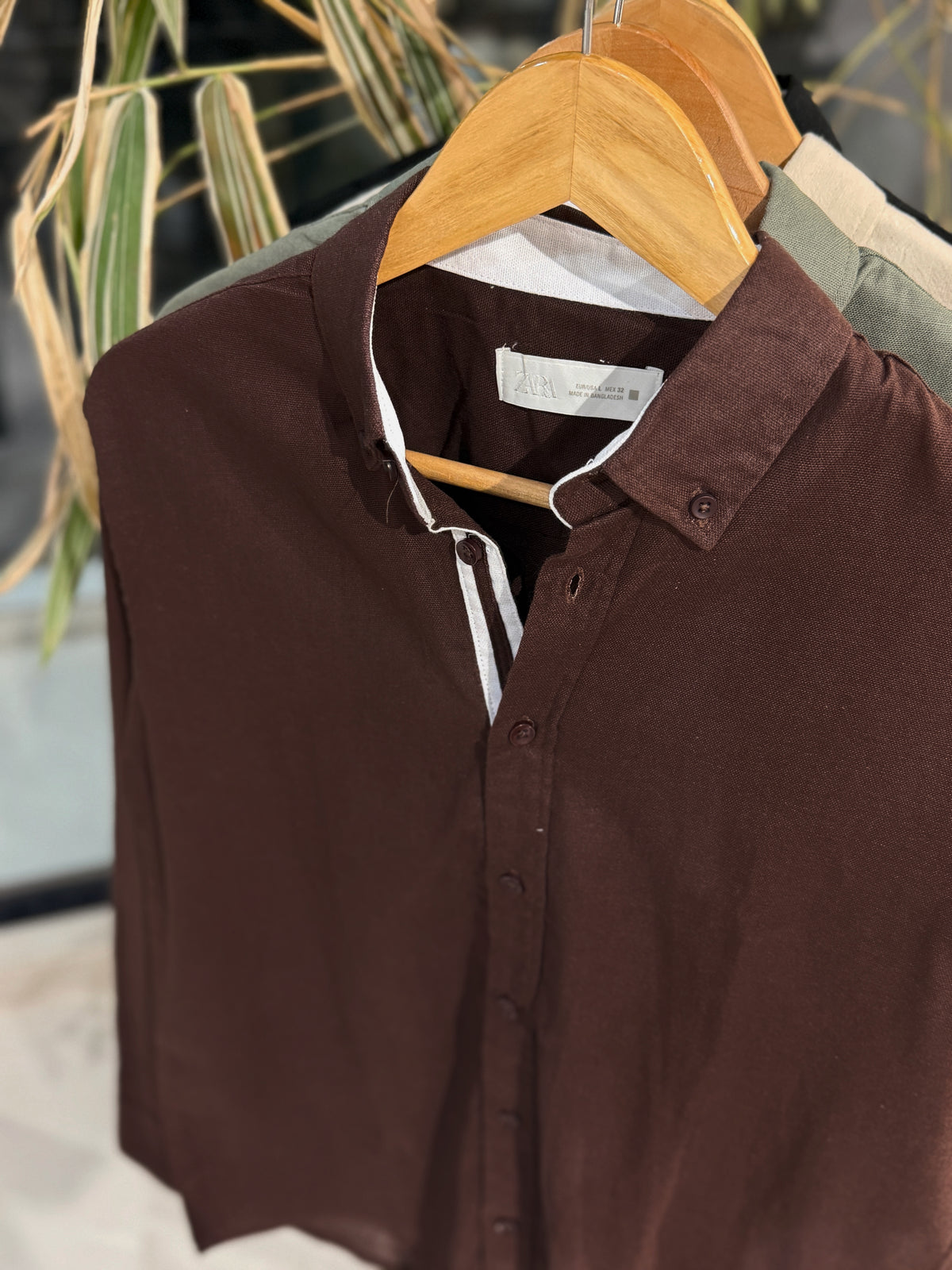 Dark Brown Fine-Textured Button-Down Shirt