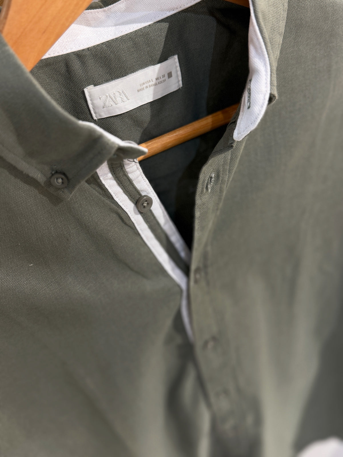 Olive Fine-Textured Button-Down Shirt